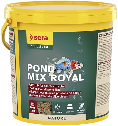 sera 07102 Pond Mix royal 3,8 Ltr. - Futtermischung aus Flocken, Sticks und mit 7% Gammarus als Leckerbissen für alle Teichfische, Teichfutter BZW. Goldfischfutter von sera