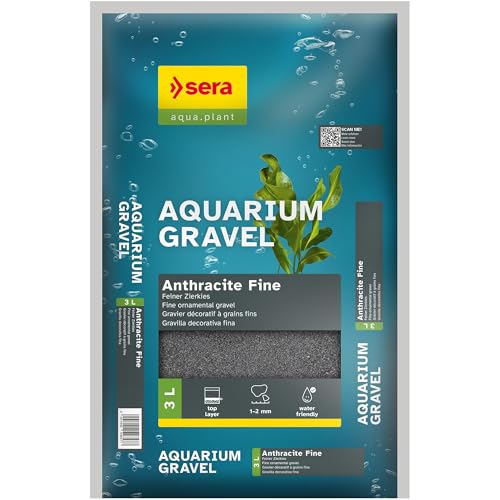 sera Aquarium Gravel Anthracite Fine 3 L | Bodengrund für alle Süßwasseraquarien | verträglich für Fische, Welse und Garnelen | natürliche Optik von sera