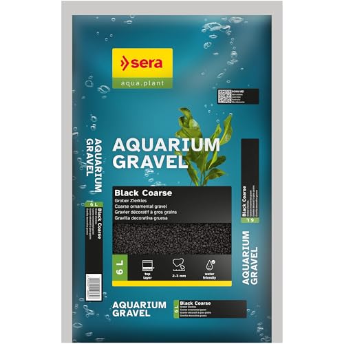 sera Aquarium Gravel Black Coarse 6 L | Bodengrund für alle Süßwasseraquarien | verträglich für Fische, Welse und Garnelen | natürliche Optik von sera