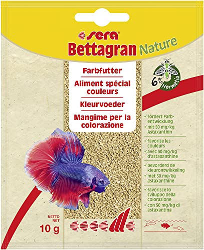 sera Bettagran Nature 10 g - Feingranulat mit 50 mg/kg Futter natürlichem Astaxanthin für Betta, Fischfutter fürs Aquarium Salmler, Neon & Co. von sera