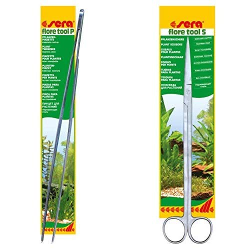 Sera Bundle Aquascaping Set bestehend aus Schere flore tool S & Pinzette flore tool P zur Pflege von Aquarienpflanzen BZW. Wasserpflanzen im Aquarium von sera