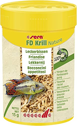 sera FD Krill 100 ml - Der Leckerbissen für kräftige Farben - Fischfutter fürs Aquarium mit sehr hoher Verwertbarkeit, somit weniger Algen von sera