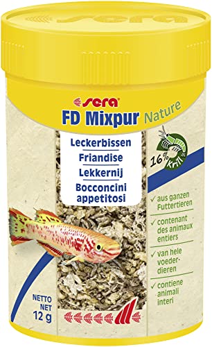 sera FD Mixpur Nature 100 ml (12 g) - Die Leckerbissen Mischung aus getrockneten Mückenlarven, Daphnien, Tubifex und Krill - Fischfutter fürs Aquarium mit hoher Verwertbarkeit, somit weniger Algen von sera