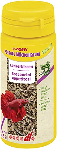 sera FD Rote Mückenlarven Nature 50 ml (4,5 g) - Der getrocknete Leckerbissen für Jungfische und Feinschmecker, Fischfutter Aquarium von sera