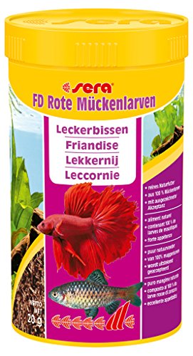 sera FD Rote Mückenlarven Nature 50 ml - Der Leckerbissen für Jungfische und Feinschmecker - Fischfutter fürs Aquarium mit sehr hoher Verwertbarkeit, somit weniger Algen von sera