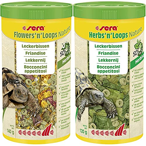 sera Flowers and Loops Nature 1.000 ml (140 g) - Leckere Blüten für eine artgerechte Abwechslung & Herbs and Loops Nature 1.000 ml (120 g) - Leckere Kräuter für eine artgerechte Abwechslung von sera