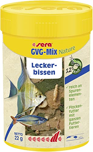 sera GVG-Mix Nature 100 ml der Leckerbissen aus Flocken & Futtertieren für eine abwechslungsreiche Ernährung, Flockenfutter fürs Aquarium, Fischfutter mit hoher Verwertbarkeit, somit weniger Algen von sera