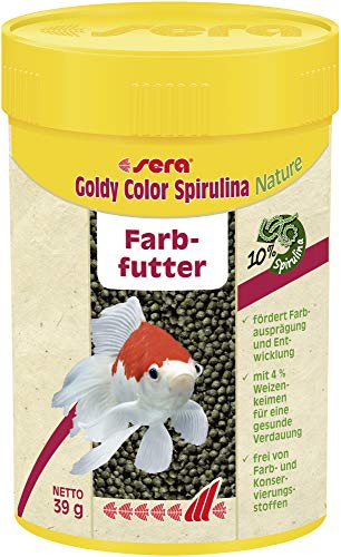 sera Goldy Color Spirulina Nature 100 ml - Farbfutter für Goldfische mit 10 % Spirulina, Goldfischfutter fürs Aquarium mit hoher Futterverwertbarkeit und somit weniger Algen von sera