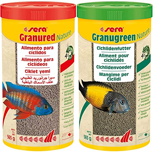 sera Granured Nature 1.000 ml (565 g) - Hauptfutter für kleinere Carnivore Cichliden, Malawi & Tanganjika Futter & Granugreen Nature 1.000 ml (565 g) - Hauptfutter für ostafrikanische Cichliden von sera