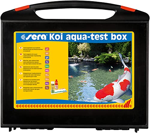 sera Koi Aqua-Test Box | Umfassende Wasser Tests für Teichbesitzer | pH, Gesamthärte, Nitrit & mehr | Vorbeugung gegen Algen | Ohne Chemie für gesunde Fische | Natürliche Teichpflege von sera