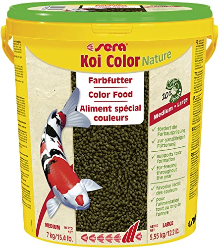 sera (32588) Koi Color Nature Medium 21 Ltr. (7 kg) ein natürliches Farbfutter mit 10% Spirulina für farbenprächtige Koi zwischen 12 und 25 cm, Koifutter ohne Farb- & Konservierungsstoffe von sera
