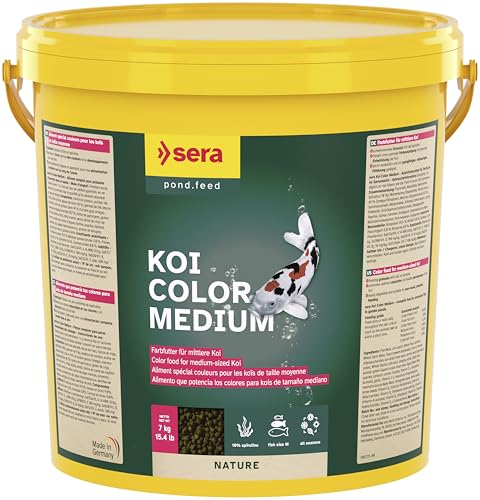 sera (32588) Koi Color Nature Medium 21 Ltr. (7 kg) EIN natürliches Farbfutter mit 10% Spirulina für farbenprächtige Koi zwischen 12 und 25 cm, Koifutter ohne Farb- & Konservierungsstoffe von sera