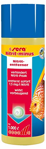 sera Nitrit-minus 250 ml - Wasseraufbereiter Aquarium, Soforthilfe gegen Nitrit, entfernt bis zu 1,5 mg/l Nitrit pro Dosierung beugt Nitritpeak vor von sera