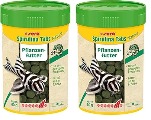 sera Spirulina Tabs Nature 2.1 oz. | Veggie Food Without Dyes & Preservatives | Supports Healthy Digestion & Liveliness | Ideal for Herbivorous Fish & Invertebrates in Fresh & Marine Water von sera