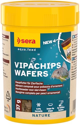 sera Vipachips Wafers 100 ml | Hauptfutter mit 4% Insektenmehl | Schnell sinkende Chips für alle bodenfressende Fische | Ohne Farb- & Konservierungsstoffe | Ressourcenschonend & naturnahe Ernährung von sera