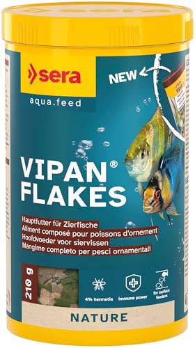 sera Vipan Flakes 1.000 ml (210 g) | Fischfutter für an der Wasseroberfläche fressende Zierfische | Ohne Farb- und Konservierungsstoffe | Für gesundes Wachstum & kräftige Entwicklung von sera