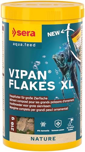 sera Vipan Flakes XL 1.000 ml (210 g) | XL-Hauptfutter für Zierfische | Ohne Farb- & Konservierungsstoffe | Mit 4% Insektenmehl | Naturnahe Ernährung | Fördert Gesundes Wachstum | Formstabil von sera