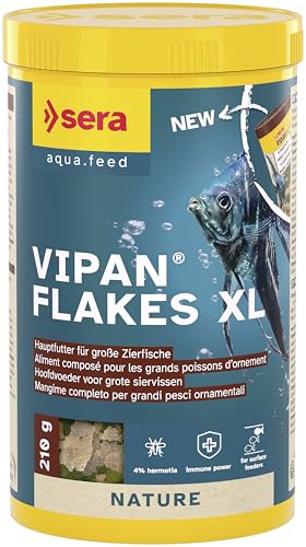 sera Vipan Flakes XL 1.000 ml (210 g) | XL-Hauptfutter für Zierfische | Ohne Farb- & Konservierungsstoffe | Mit 4% Insektenmehl | Naturnahe Ernährung | Fördert Gesundes Wachstum | Formstabil von sera