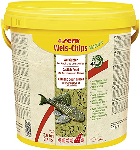 sera Welsfutter Nature 3,8 kg | Formstabile Chips für den gesunden Wels | Hohe Futterverwertbarkeit | Futter für Zierfische | Fischfutter Made in Germany von sera