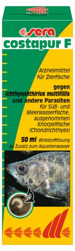 sera costapur F 50 ml - Arzneimittel für Fische gegen Ichthyophthirius multifiliis und andere einzellige Hautparasiten, Medizin fürs Aquarium von sera