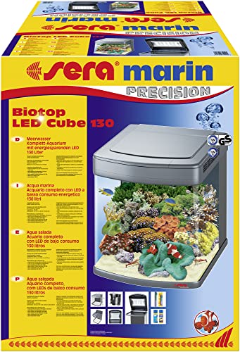 sera marin Biotop LED Cube 130 - 130 l Meerwasser-Komplettaquarium mit LED Beleuchtung und Filtration von sera