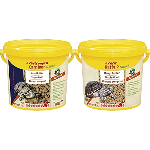 sera reptil Professional Carnivor Nature 3,8 L (1,12 kg) - Das Zweikomponentenfutter für Carnivore Reptilien & Raffy P Nature 3,8 L (850 g) - für Wasserschildkröten, Wasserschildkröten Futter von sera