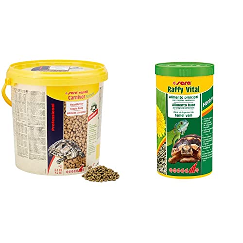 sera reptil Professional Herbivor Nature 10 L (3,2 kg) - Das Zweikomponentenfutter für Herbivore Reptilien & Raffy Vital Nature 1000 ml (190 g) - Schmackhafte Kräutervielfalt für Herbivore Reptilien von sera