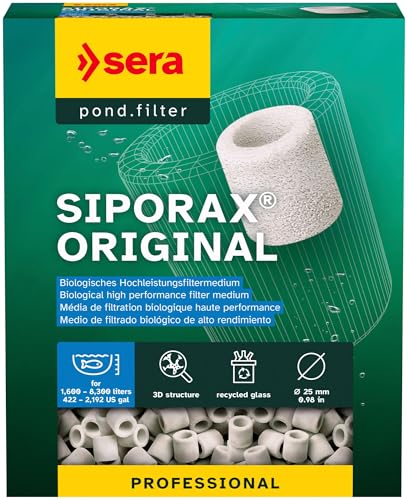 sera siporax Pond Professional 25mm 10 L (2kg) vollbiologisch selbst reinigendes Hochleistungs- Filtermaterial für alle Teichfilter, Gartenteich & Koi, Teich Wasseraufbereiter, entfernt Nitrit (NO2) von sera