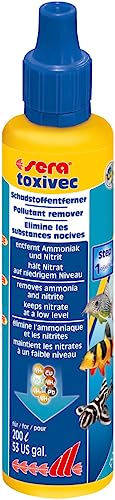 sera toxivec 50ml Wasseraufbereiter fürs Aquarium, entfernt fischtoxisches Ammoniak, Nitrit, bindet Schwermetalle wie Blei, Kupfer, entfernt Chlor, Chloramine, vermindert Nitrat, damit Algen von sera