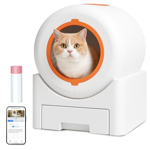 serebrant Katzenklo Selbstreinigend Selbstreinigende Katzentoilette, 76L Katzenklo Selbstreinigend, App-Steuerung,Große Fassungsvermögen,Automatisches Katzenklo von serebrant
