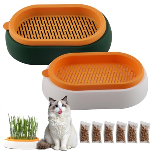 2 Stück Keimschale Katzengras, shallyong Sprossen Anzuchtset, Kresse Anzuchtschalen, Keimschalen für Sprossen, Katzengras Anzuchtset, mit 6 Packungen Katzengras Samen 2 Stück Keimschale Katzengras, shallyong Sprossen Anzuchtset, Kresse Anzuchtschalen, Keimschalen für Sprossen, Katzengras Anzuchtset, mit 6 Packungen Katzengras Samen von shallyong