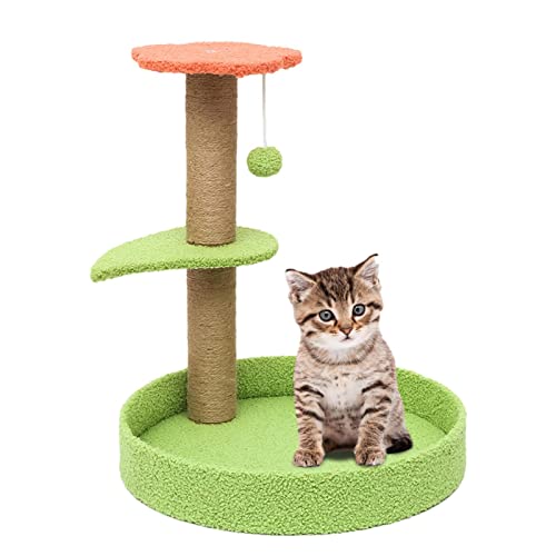 Katzen-Sisal-Kratzer - Katzenkratzbaum mit Bett und Regal - Kletterstange für Katzen aus Sisal mit Bett – Ablage zum Ausruhen und Spielen, ideal für Kätzchen von Shenrongtong