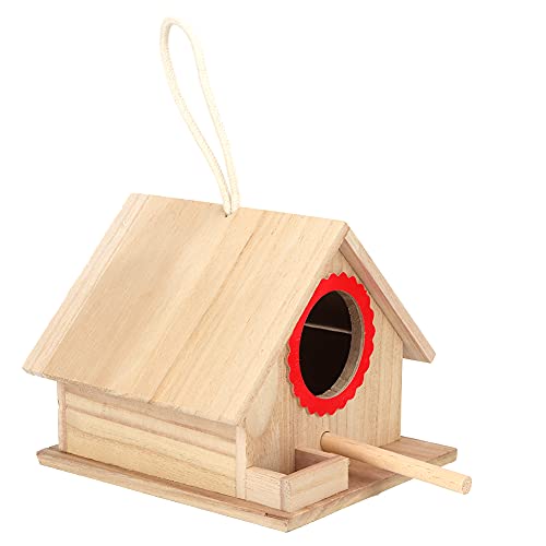 Shenruifa Vogelhaus mit Umhängeband, Hängende Vogelnester aus Kiefernholz, Attraktives Futterhäuschen, Hölzernes Vogelhaus für Vogelstation, Rastplatz (Rot) von shenruifa