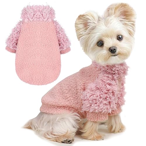 Hundepullover, rosa Pullover, Hundepullover für kleine Hunde, Mädchen, Jungen, weiche Hundejacke, leichtes T-Shirt, Haustierkleidung, Hundemäntel für kleine Hunde, Chihuahua-Kleidung, Katzenpullover von shifenmei