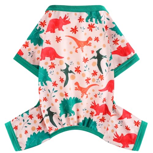 Hunde-Pyjama, Sommer-Hundekleidung für kleine Hunde, Mädchen, Jungen, weich, dehnbar, für Chihuahua, Yorkie, Welpen, Einteiler, Pyjama, Katze, Haustier-Jammies, Dinosaurier, Größe XS von shifenmei