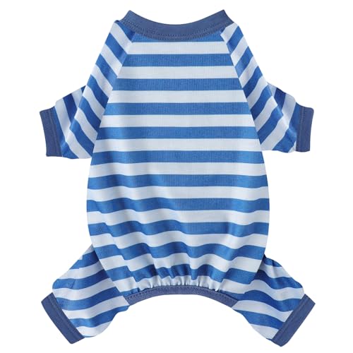 Hunde-Pyjama, Sommer-Hundekleidung für kleine Hunde, Mädchen und Jungen, weich, dehnbar, für Chihuahua, Yorkie, Welpen, Einteiler, Pyjama, Katze, Haustier, Jammies-Outfit, Blau, Größe S von shifenmei