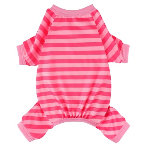 Hunde-Pyjama, Sommer-Hundekleidung für kleine Hunde, Mädchen und Jungen, weich, dehnbar, für Chihuahua, Yorkie, Welpen, Einteiler, Pyjama, Katze, Haustier, Jammies-Outfit, Rosa, Größe S von shifenmei