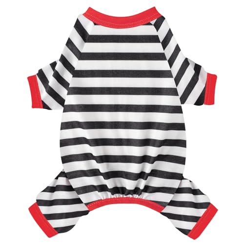 Hunde-Pyjama, Sommer-Hundekleidung für kleine Hunde, Mädchen und Jungen, weich, dehnbar, für Chihuahua, Yorkie, Welpen, Einteiler, Pyjama, Katze, Haustier, Jammies-Outfit, Schwarz, Größe M von shifenmei