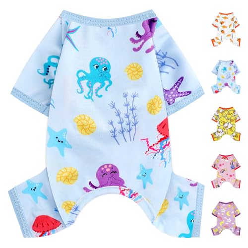 Hunde-Pyjama, weich, dehnbar, für kleine Hunde, Mädchen, Jungen, mittelgroße Hunde, Frühling, Sommer, Welpenkleidung, Einteiler, Katze, Haustier, Jammies-Outfit von shifenmei