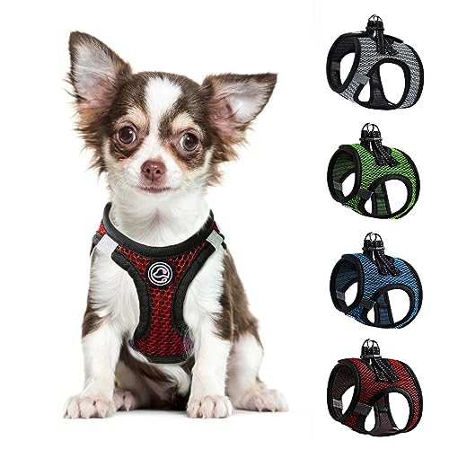 Hundegeschirr für Mittelgroße Hunde Chihuahua Geschirr Winziges Hundegeschirr für Katzen Hunde Einstellbar Reflektierend Haustiergeschirr Kleine Katzengeschirr (Rot, Mittel) von shifenmei