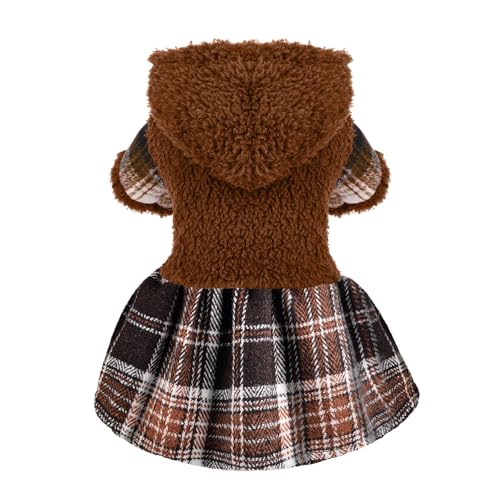 Hundepullover, Welpenkleidung für kleine Hunde, Jungen und Mädchen, Haustier-Kapuzenpullover für kaltes Wetter, Hundemäntel, Herbst-Sweatshirt für Chihuahua, Yorkie, Katzen-Outfits (Braun, Größe M) von shifenmei