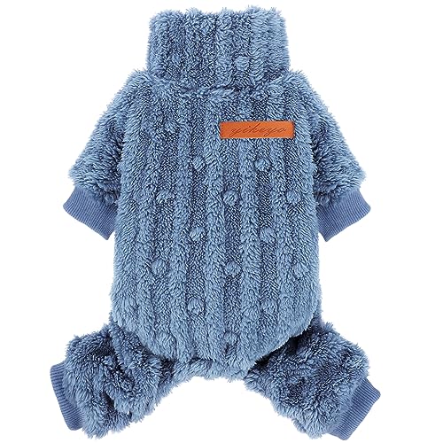 Hundepullover für kleine Hunde, Größe XXS, Rollkragen, Hunde-Pyjama, Jumpsuits, kleine Hundekleidung, Mädchen und Jungen, Einteiler für kaltes Wetter, Yorkie, Chihuahua, Blau, Größe XS von shifenmei