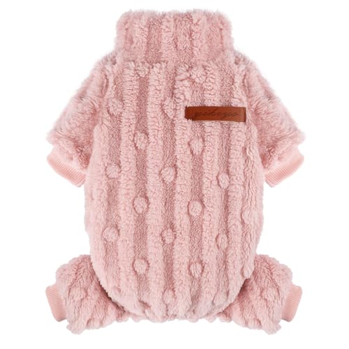 Hundepullover für kleine Hunde, Größe XXS, Rollkragenpullover, Hunde-Pyjama, Jumpsuits, kleine Hundekleidung, Mädchen und Jungen, Einteiler für kaltes Wetter, Yorkie, Chihuahua, Hellrosa, Größe S von shifenmei