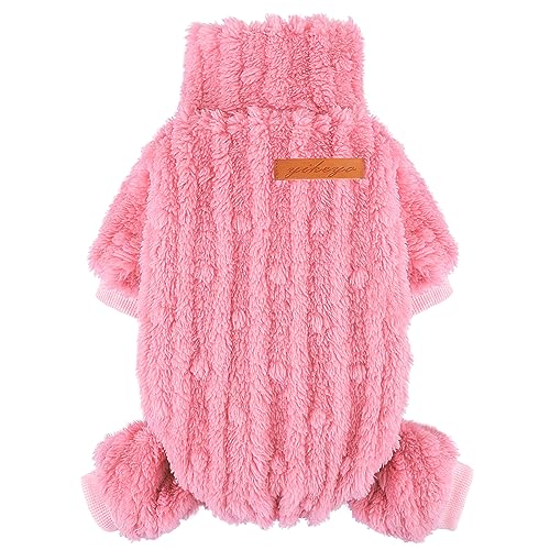 Hundepullover für kleine Hunde, Größe XXS, Rollkragenpullover, Pyjama, Jumpsuits, kleine Hundekleidung, Mädchen und Jungen, Einteiler für kaltes Wetter, Yorkie, Chihuahua, Rose, XXS von shifenmei