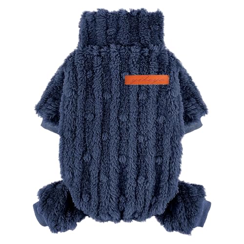 Hundepullover für kleine Hunde, XXS, Rollkragenpullover, Hunde-Pyjama, Jumpsuits, kleine Hundekleidung, Mädchen und Jungen, Einteiler für kaltes Wetter, Yorkie, Chihuahua, Dunkelblau, Größe S von shifenmei
