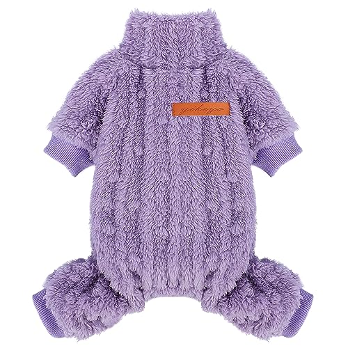 Hundepullover für kleine Hunde, XXS, Rollkragenpullover, Hunde-Pyjama, Jumpsuits, kleine Hundekleidung, Mädchen und Jungen, Einteiler für kaltes Wetter, Yorkie, Chihuahua, Lila, XS von shifenmei