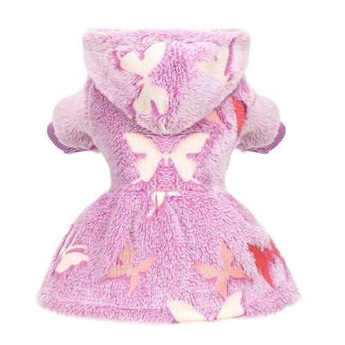 Hundepullover für kleine Hunde und Mädchen, nachtleuchtend, warmes Fleece-Hunde-Sweatshirt, niedliches Welpenkleid, Winter-Haustierpullover, Hundekleidung, Outfit für Chihuahua, Yorkie, violetter von shifenmei