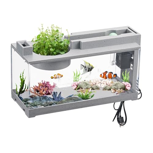 Betta Aquarium, Schreibtisch-Aquarium, schlankes, leises Aquarium mit Luftpumpe für Algen, kleine Korallen, Betta, Fische, Garnelen, Goldfische, Schildkröten, Reptilien, Moos, Krabben, moderne von shjxi