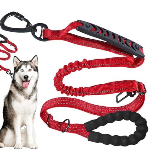 Trainingsseil für Hunde, keine Zugkontrolle, stoßdämpfender, weicher Griff, verstellbarer Traktor, bequemes Haustierzubehör für große Hunderassen, 5 x 0,9 x 130 cm Trainingsseil für Hunde, keine Zugkontrolle, stoßdämpfender, weicher Griff, verstellbarer Traktor, bequemes Haustierzubehör für große Hunderassen, 5 x 0,9 x 130 cm von shjxi