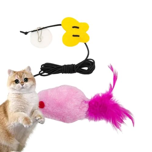 shjxi Federspielzeug für Katzen, kreatives Katzenfederstab, interaktives Spielzeug, Selbstbedienungs-Katzenspielzeug, buntes Katzenspielzeug für drinnen und draußen von shjxi
